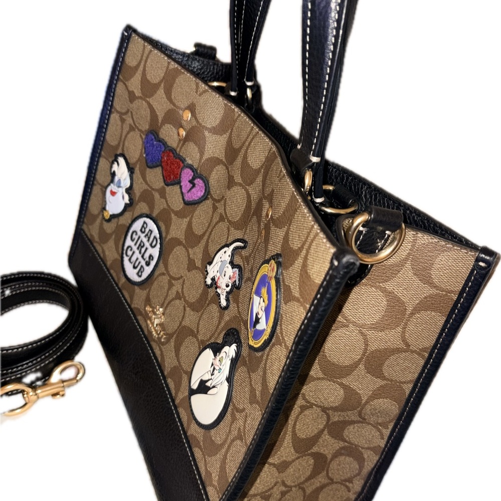 Coach x Disney Signature Canvas and Black Leather Tote - Bad Girls Club Patch - Picture 2 of 10
